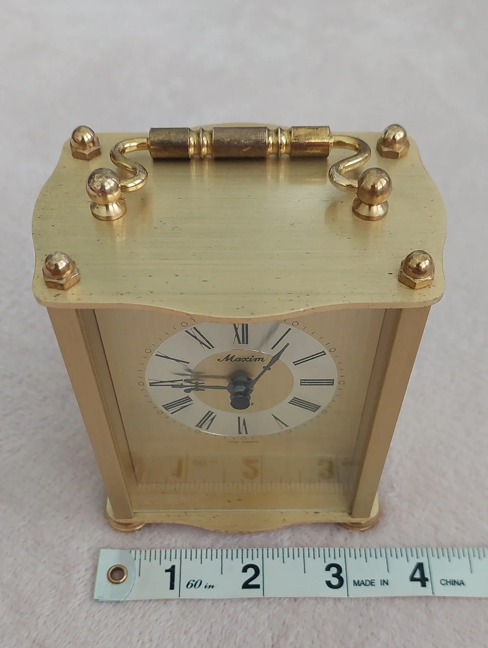 MAXIM Gold Carriage-Style Mantel Clock